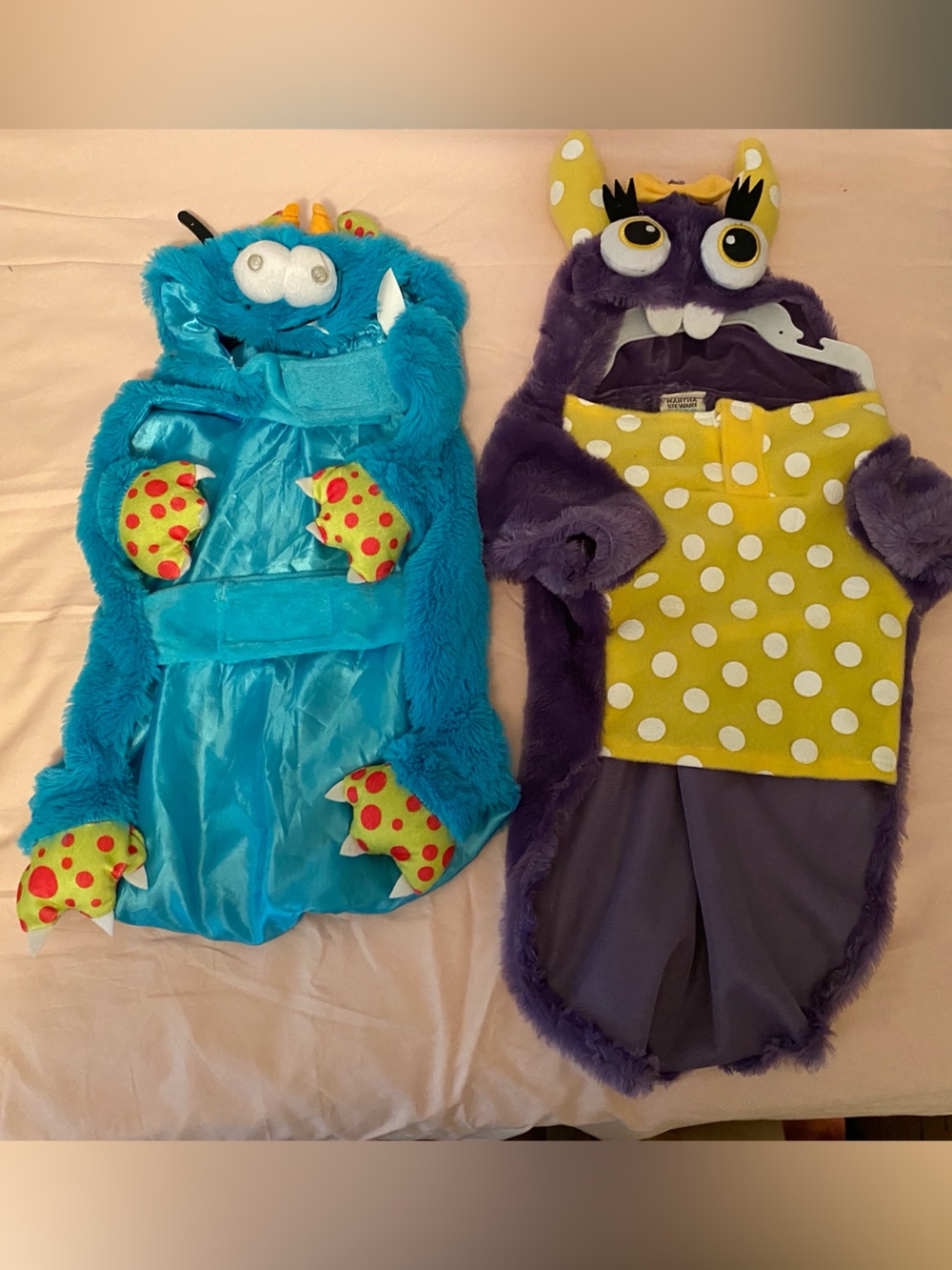 Martha Stewart Blue and Purple Plush Monster Dog Costume Set of 2 - NWOT - Large